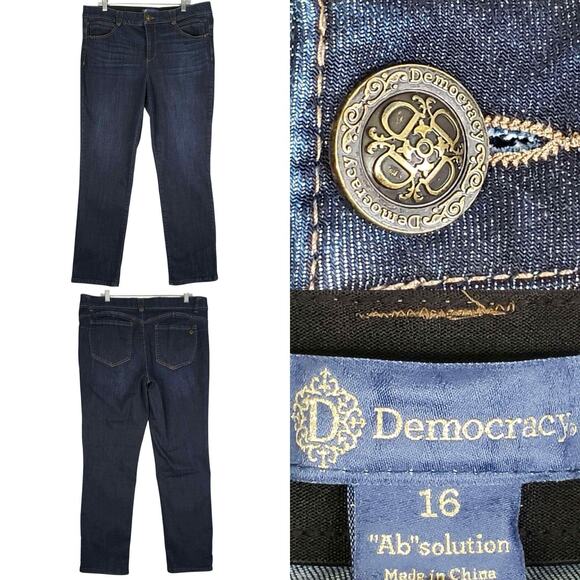 Democracy Jeans AB Solution Women's Size 16 Blue Dark Wash Skinny Leg High Rise - Picture 1 of 9